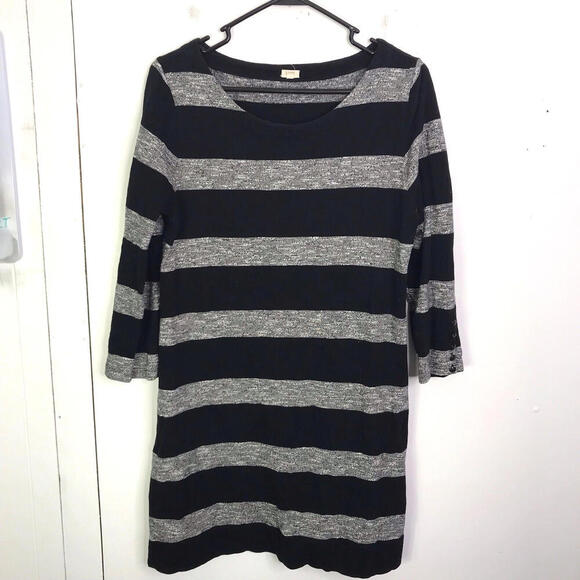 J Crew Dress Womens M Shift Colorblock Stripe Neutral Capsule Shift Cotton - Picture 1 of 7